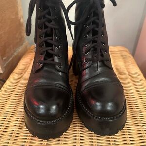 Premiata Black Leather Combat Boots
